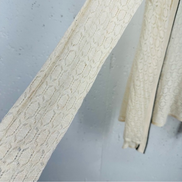 Belldini Women’s size XL Cream With Black Trim Open Front Knit Cardigan Sweater - Picture 4 of 13